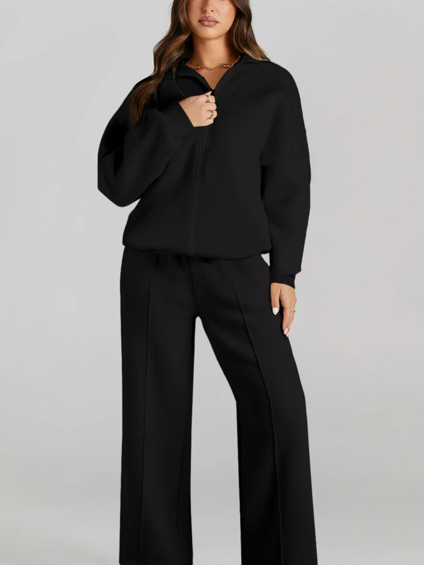 Drop Shoulder Zip Up Jacket