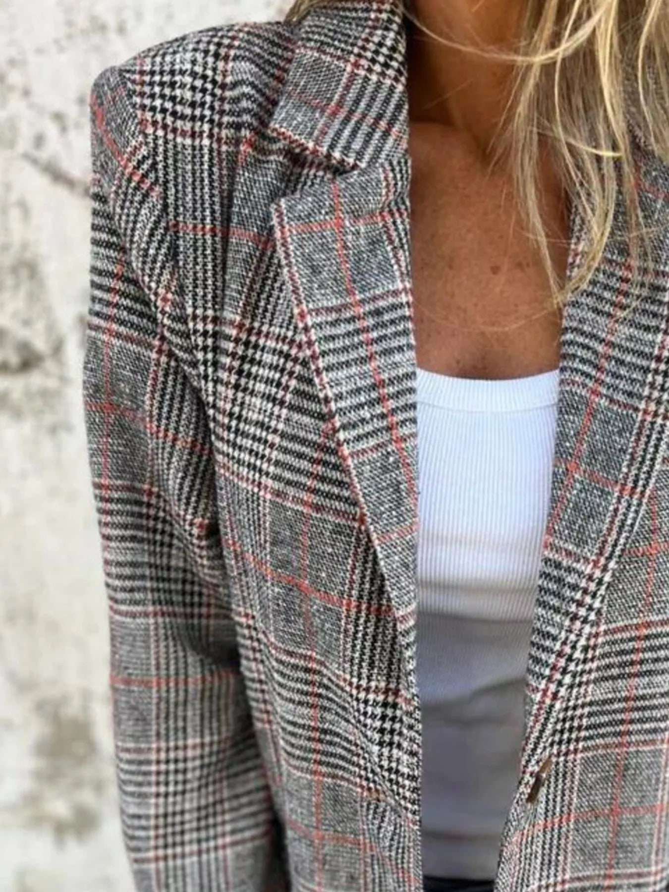 Full Size Plaid Blazer