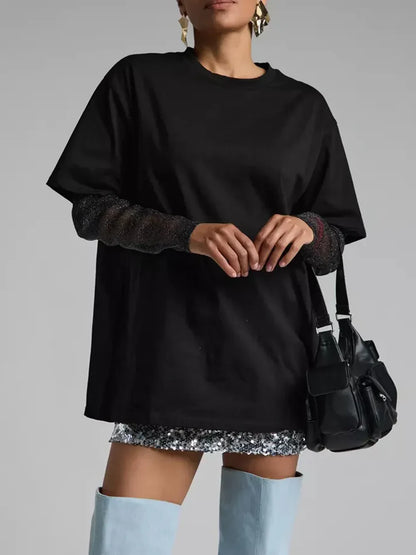 Faux Layered Round Neck