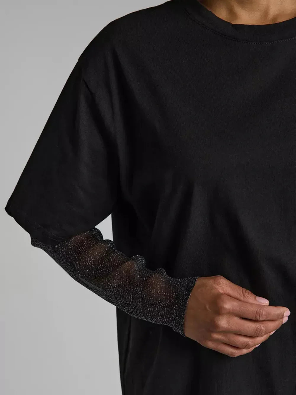 Faux Layered Round Neck