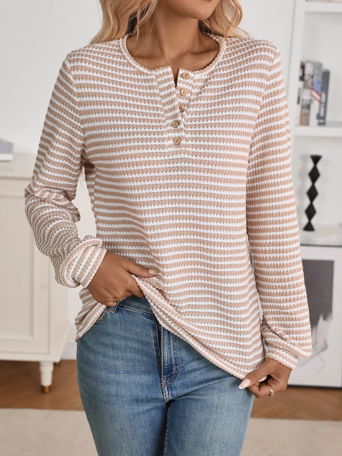 Striped Button Detail