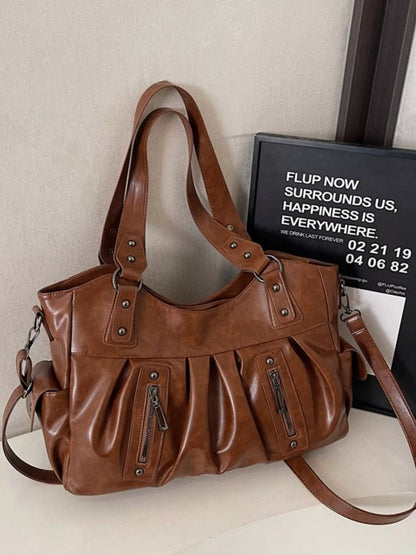 Ruched Leather Crossbody Bag