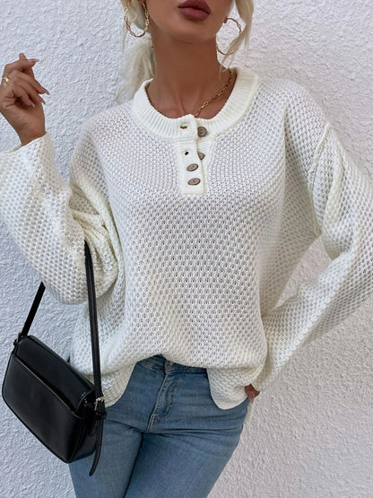 Button Detail Long Sleeve Knit Top