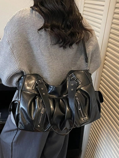 Ruched Leather Crossbody Bag