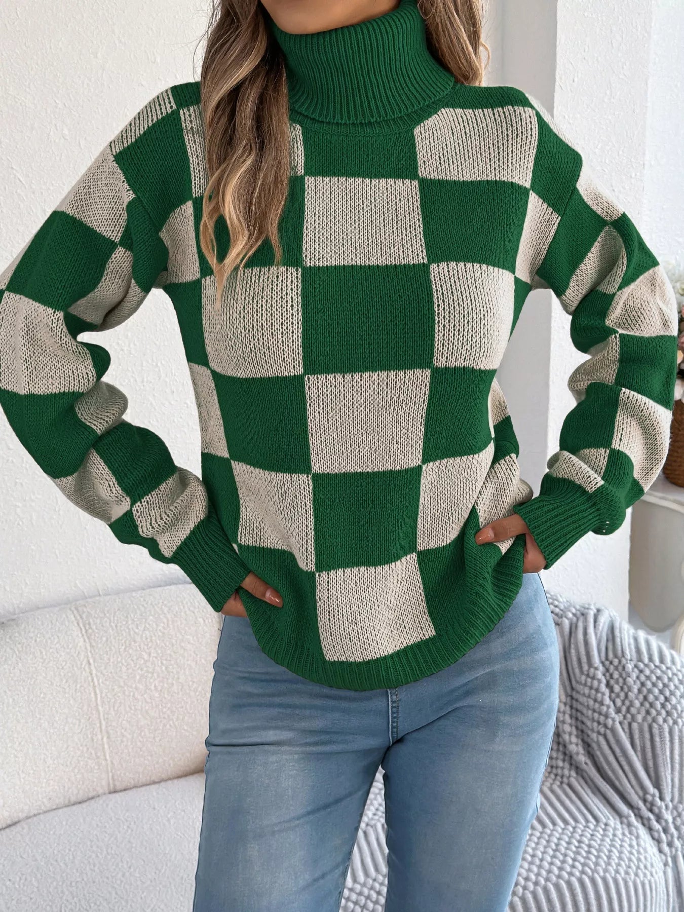 Checkered Turtleneck