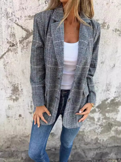 Full Size Plaid Blazer