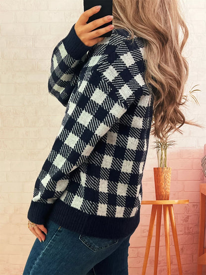 Plaid Button-Down Cardigan