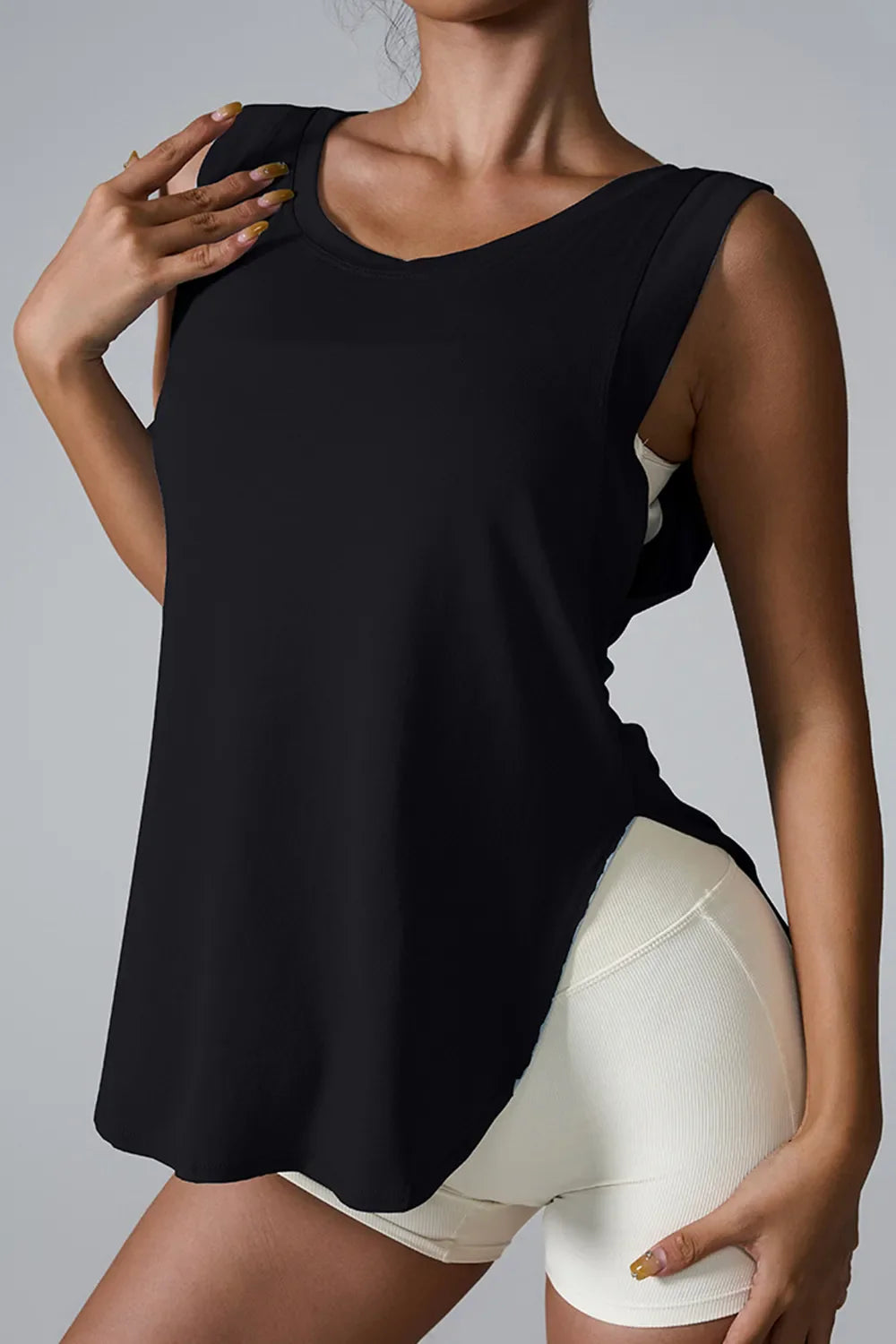 Slit Round Neck