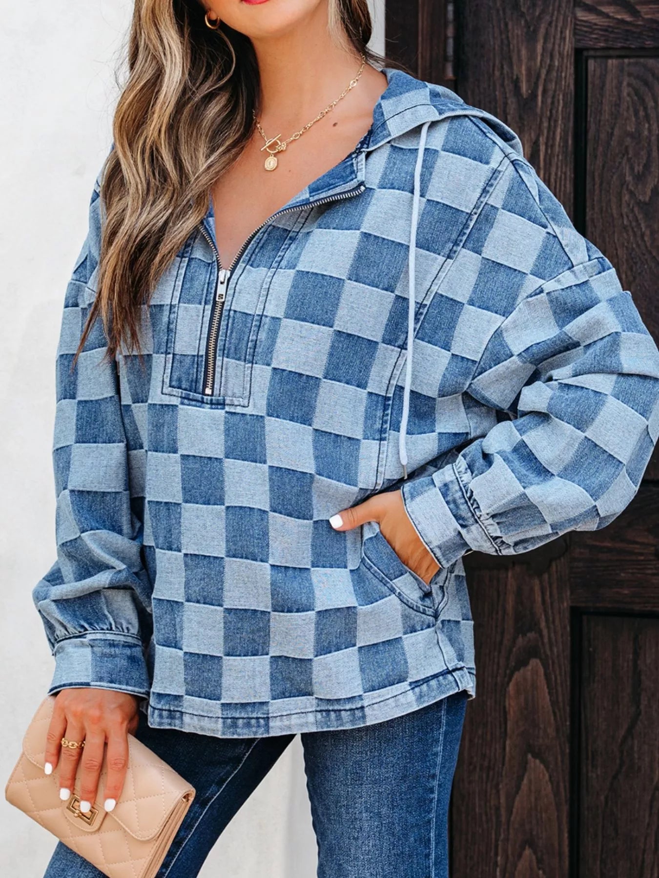 Checkered Half Zip