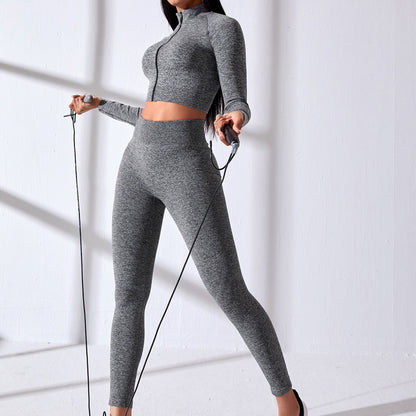 Yoga Suit Women's Zipper Tight Long Sleeve High Waist