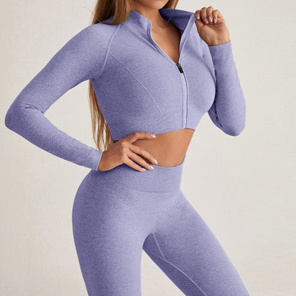 Yoga Suit Women's Zipper Tight Long Sleeve High Waist