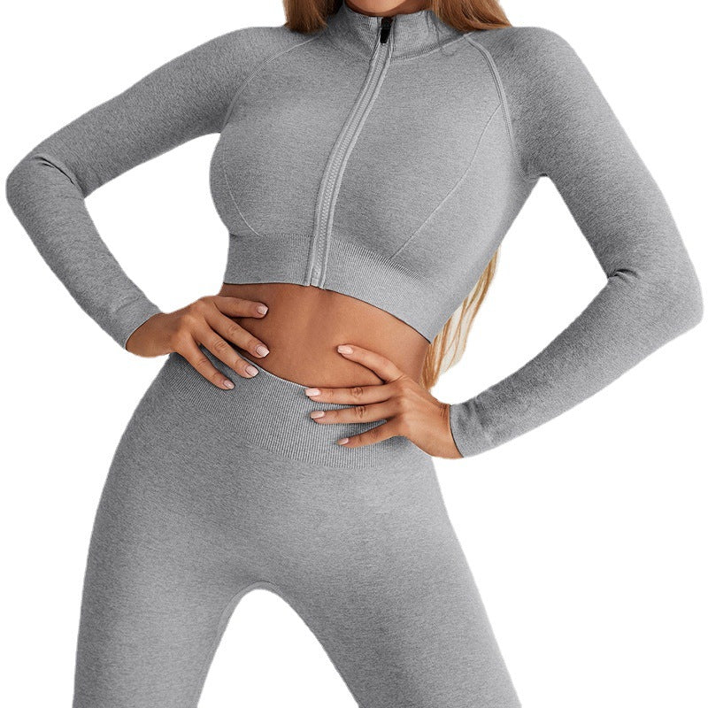 Yoga Suit Women's Zipper Tight Long Sleeve High Waist