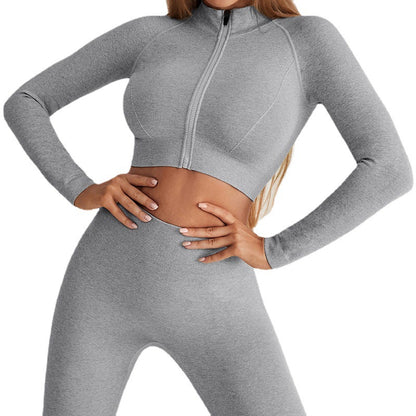Yoga Suit Women's Zipper Tight Long Sleeve High Waist