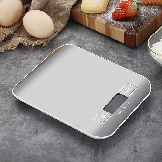 Digital Kitchen Scale with LED display and sleek design for precise food measurement.