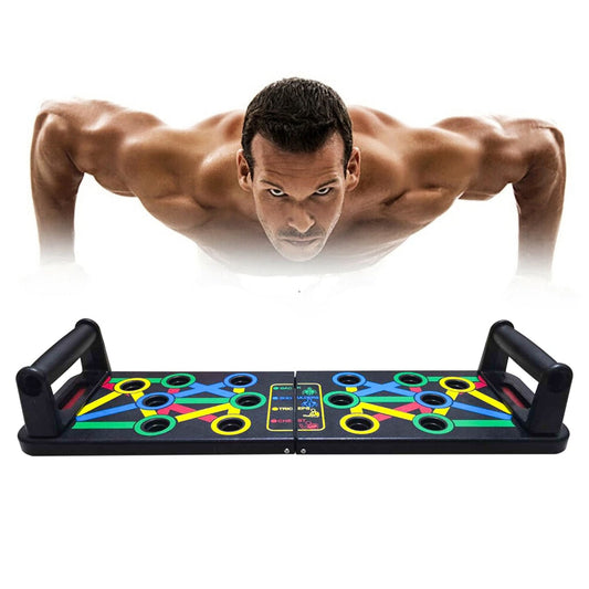 14 in 1 Push-Up Board with adjustable grip positions for home gym strength training.